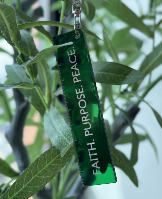 Faith Purpose Peace Gantungan Kunci Islami Penggaris 10cm Bahan Akrilik Transparan Hijau