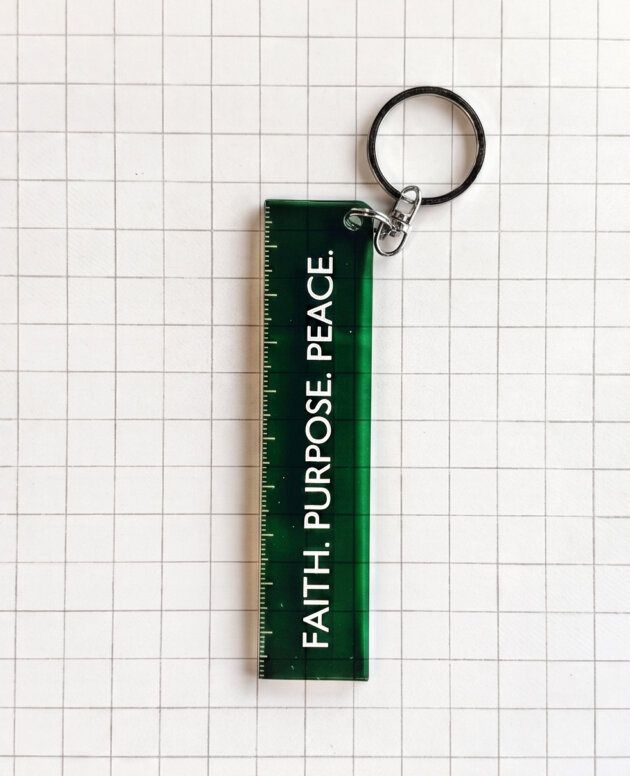 Faith Purpose Peaece Gantungan Kunci Islami Penggaris Mini 10 cm Bahan Akrilik Transparan
