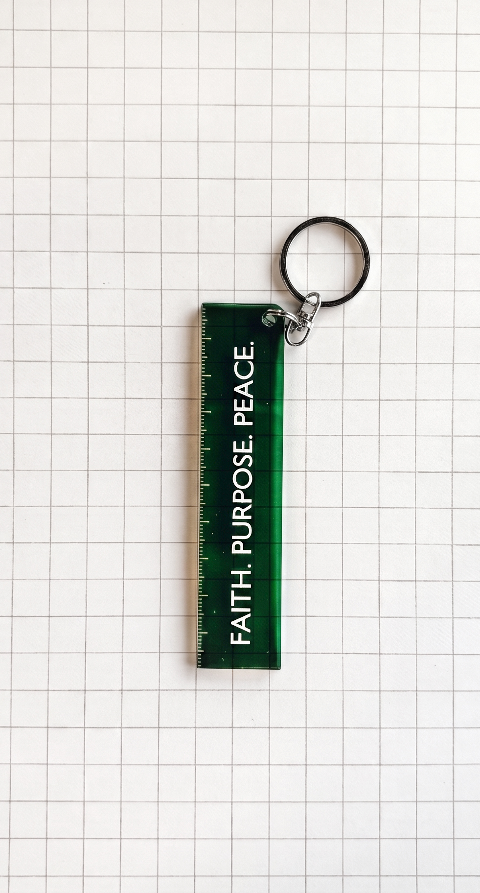 Faith Purpose Peaece Gantungan Kunci Islami Penggaris Mini 10 cm Bahan Akrilik Transparan