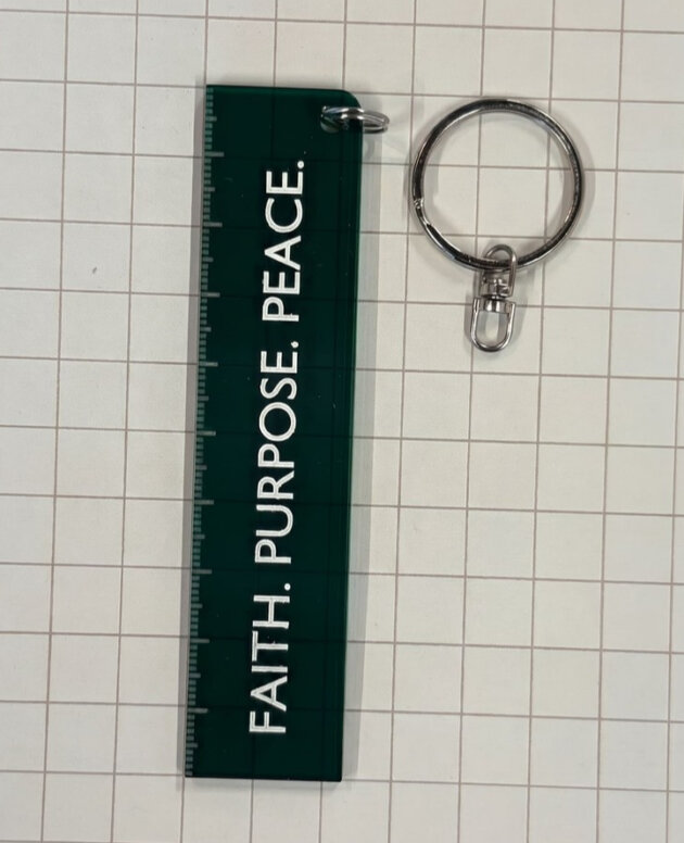 Faith Purpose Peaece Gantungan Kunci Islami Penggaris Mini 10 cm Bahan Akrilik Transparan