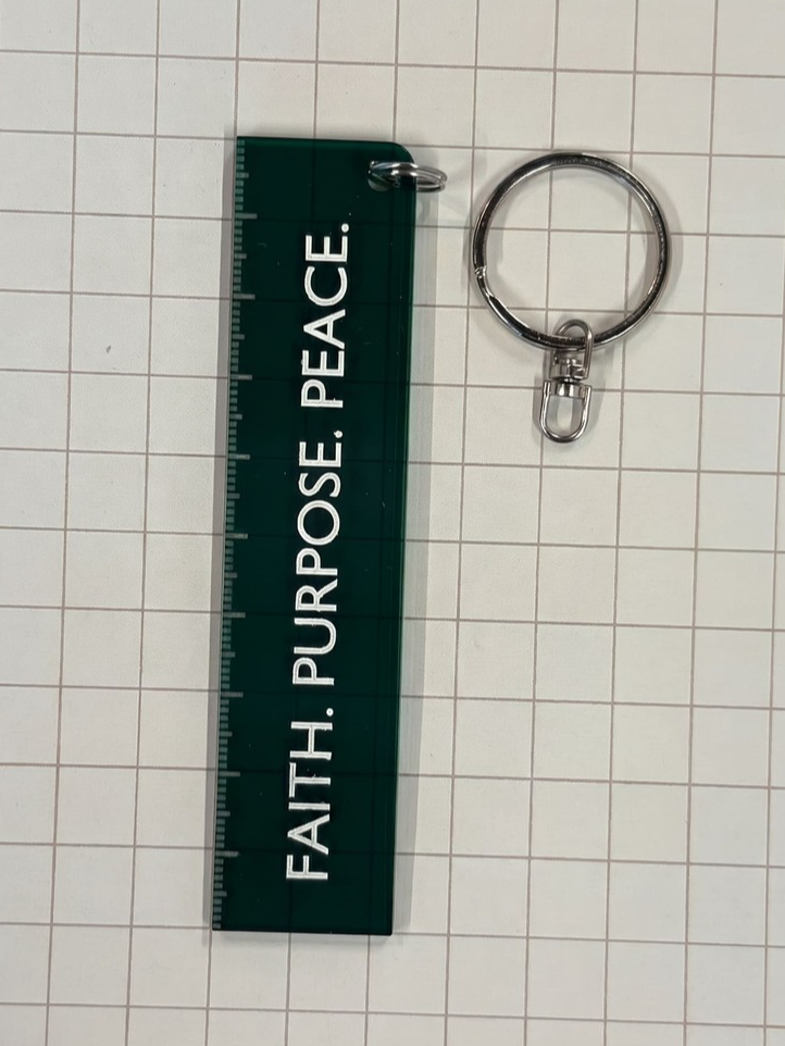 Faith Purpose Peaece Gantungan Kunci Islami Penggaris Mini 10 cm Bahan Akrilik Transparan