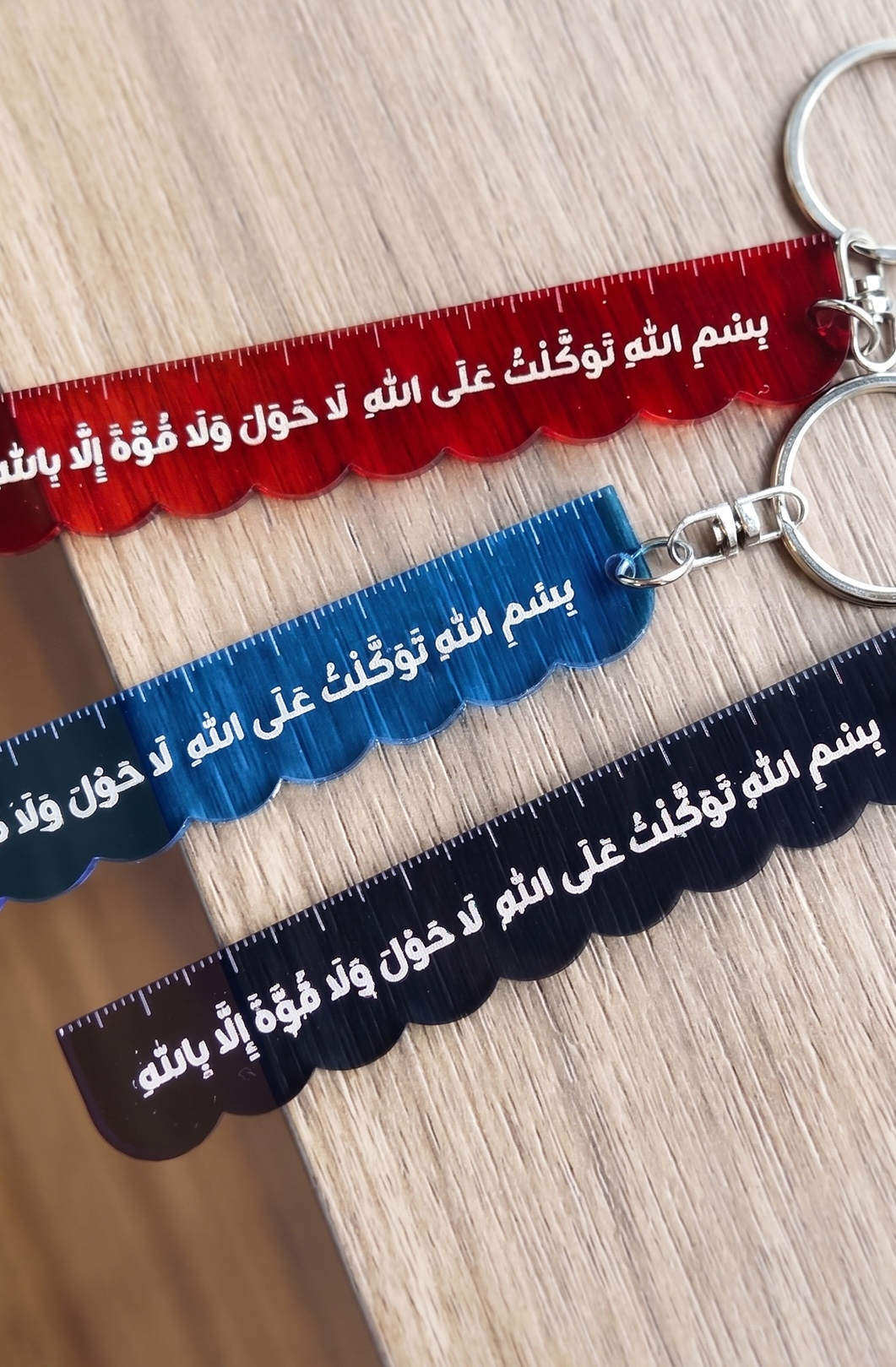 Laa Haula Walaa Quwwata Illaa Billaah Gantungan Kunci Islami Penggaris 10 cm	Bahan Akrilik Transparan