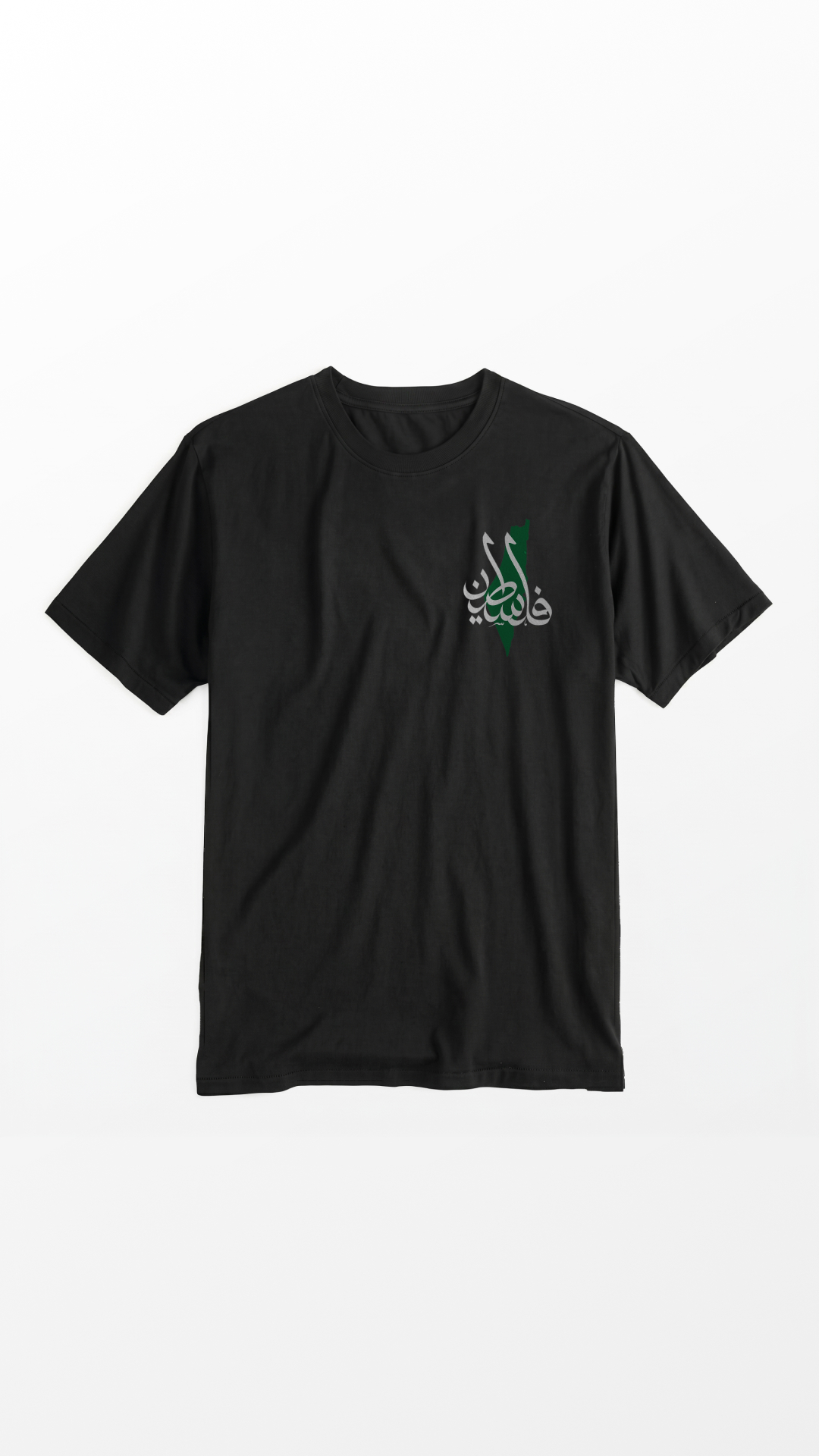 Tulisan Arab dan Peta Palestina di Dada