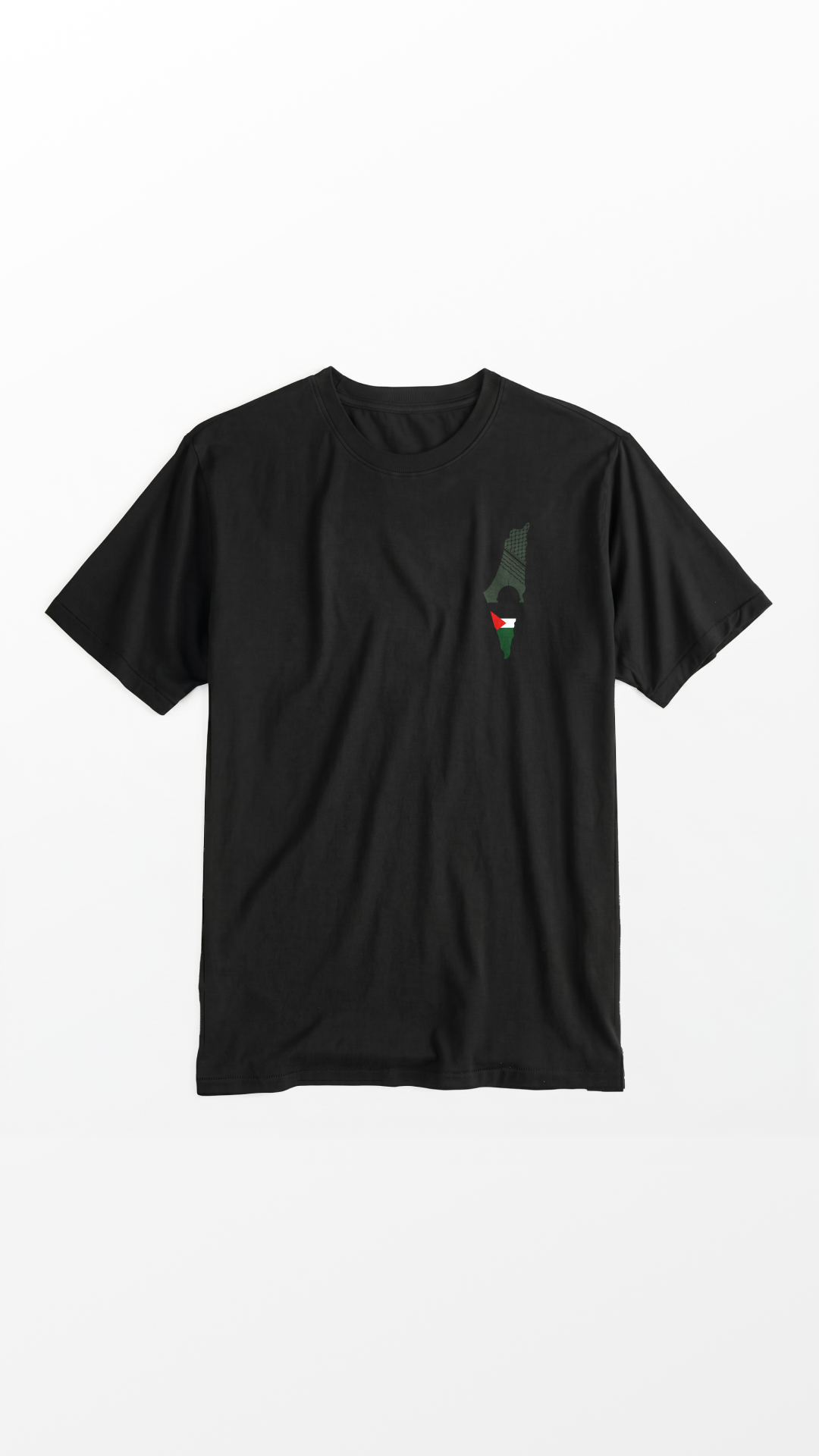 Ilustrasi Peta Palestina di Dada Regular Fit T-shirt Islami Hitam