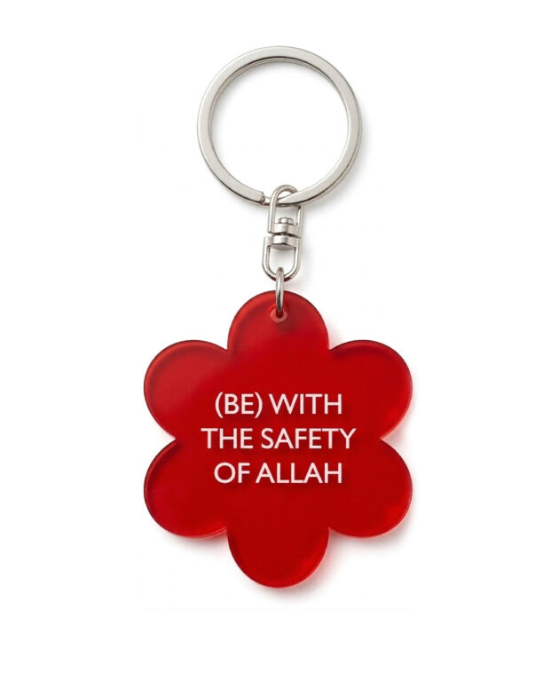 Fii Amanillah English Gantungan Kunci Islami Bunga Bahan Akrilik Transparan