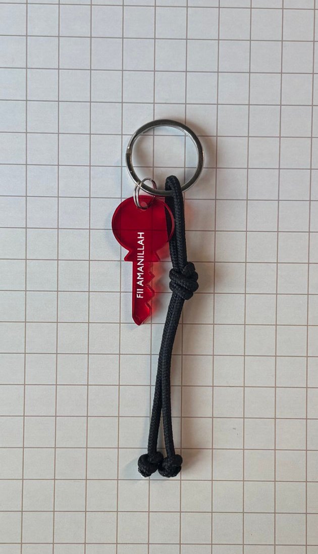 Fii Amanillah Gantungan Kunci Charm Keychain Islami Bentuk Kunci Bahan Akrilik Transparan