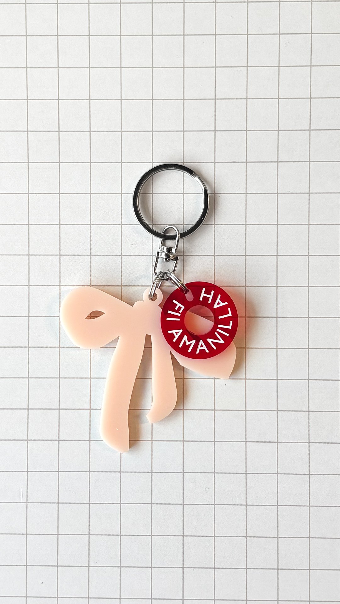 Fii Amanillah Gantungan Kunci Charm Keychain Islami Pita dan Bulat Bahan Akrilik Transparan